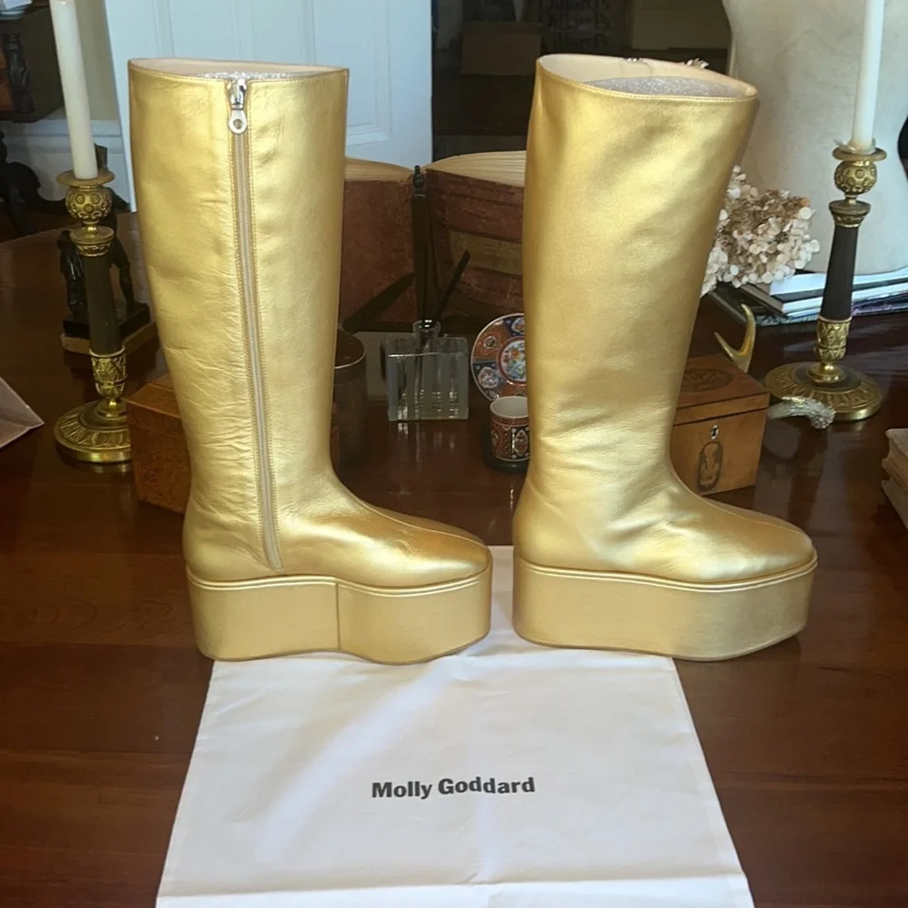 MOLLY GODDARD Athena 90mm Metallic Platform Boots